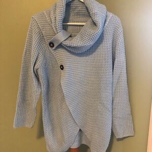 Women's Blue Cowl Neck Sweater